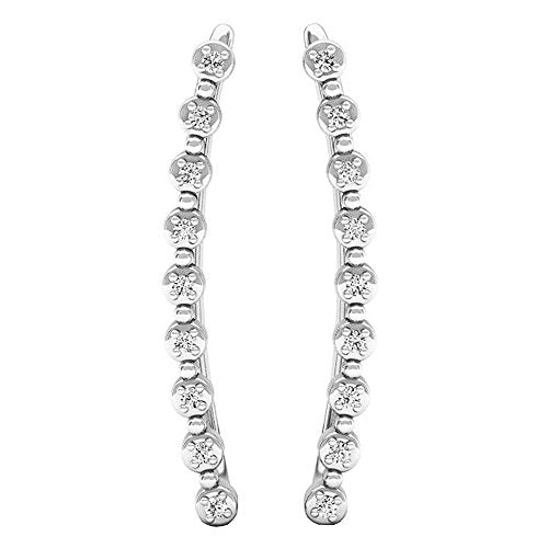 Dazzlingrock Women Crawler Curved Climber Earrings | 0.05 Ctw | Round White Natural Diamond | 18K Real Solid Gold
