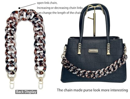 AUMEY Leopard Print Resin Chain Purse Strap, Decorative Bag Handle Replacement - color: 01- Leopard Print