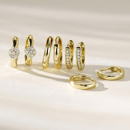 4Pairs Statement Gold Hoop Earrings for Women Trendy,Surgical Steel Gold Plated Hoop Hypoallergenic Earrings Set,Titanium Hoops Earring Stacks,CZ Cartilage Huggie Hoops Earring Gifts for Girlfriend - color: 4 Pairs hoop earrings -C