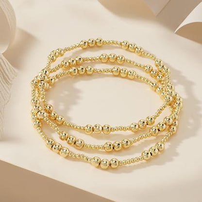 Gold Bracelets for Women, Beaded Cross Stack, Non Tarnish Set，Set-1 | Gold Beaded Bracelet Stack with Stretch Fit, Waterproof Finish and Dainty Design for Everyday Wear and Gifts - color: Colors-15