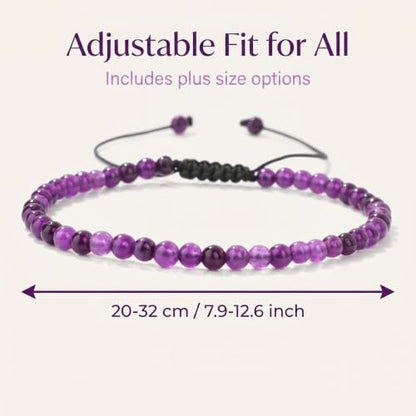 Lit Wall Crystal Anklets for Women Handmade Beach Boho Ankle Bracelet 4mm Adjustable Beaded Ankle Bracelet Waterproof Natural Stone Anklet Plus Size Anklets Gemstone Anklet Jewelry Gift for Her - style: Amethyst