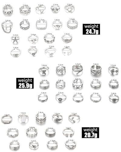 46 Pcs Toe Rings for Women Adjustable Vintage Bohemian Toe Ring Set Open Snake Flower Band Knuckle Tail Ring Silver Gold Plated Summer Beach Foot Jewelry