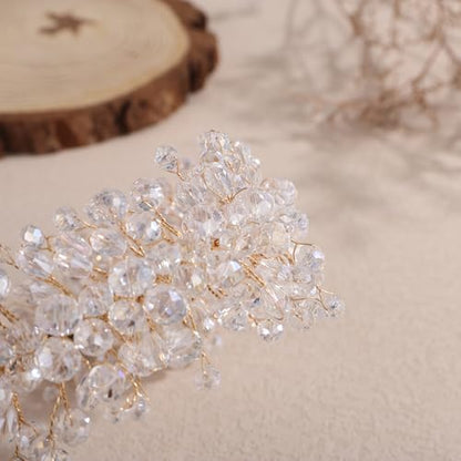 Denifery Large Crystal Headband for Wedding Bridal Hair Band Headpiece for Party Prom Hair Accessories (gold) - color: gold