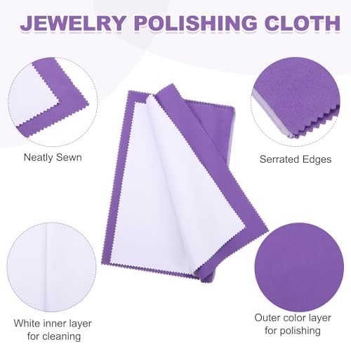 PATIKIL 9.8"x12.6" Jewelry Cleaning Cloth, 2 Pack Double-Sided Fleece Polishing Cloth for Gold, Silver and Jewelry, Dark Purple - color: Dark Purple, size: 9.8"x12.6"