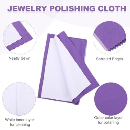 PATIKIL 7.9"x7.9" Jewelry Cleaning Cloth, 2 Pack Double-Sided Fleece Polishing Cloth for Gold, Silver and Jewelry, Dark Purple - color: Dark Purple, size: 7.9"x7.9"
