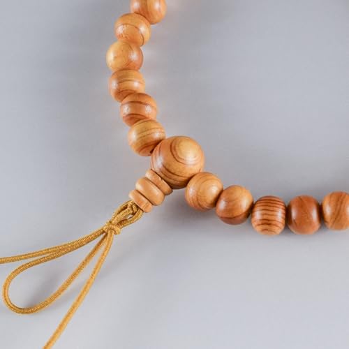 Hinoki Wood Bracelet Japanese Juzu Prayer beads Asian Rosary Cool Zen Handmade Kyoto Gifts for Men Women