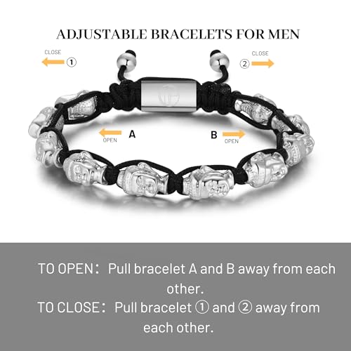 18K Gold-Plated Bracelets for Men Franco Link Chain Adjustable | Stainless Steel Bracelet, Gold Beads Bracelet, Handcrafted Braided, Mens Jewelry Birthday Gift for Men - color: Light Silver