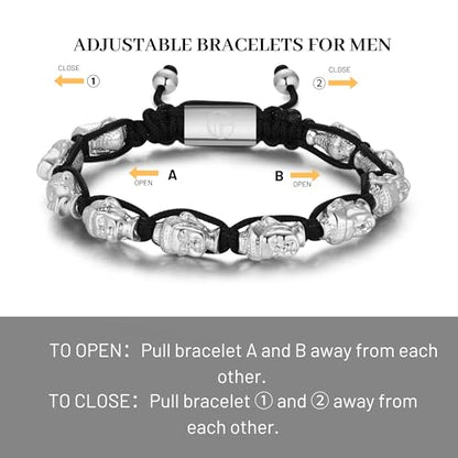 18K Gold-Plated Bracelets for Men Franco Link Chain Adjustable | Stainless Steel Bracelet, Gold Beads Bracelet, Handcrafted Braided, Mens Jewelry Birthday Gift for Men - color: Light Silver