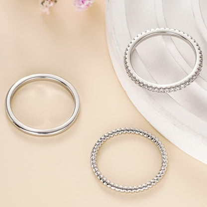 3Pcs/Set Simple Zirconia Stacking Rings for Women Daily Casual Party Rings Jewelry Accessories - color: silver