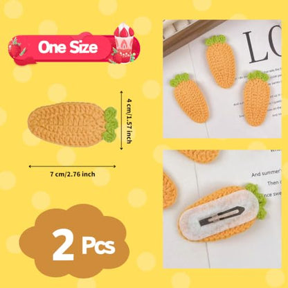 3 Pcs Handmade Crochet Carrot Hair Clips Funny Knitted Hair Accessories Gift