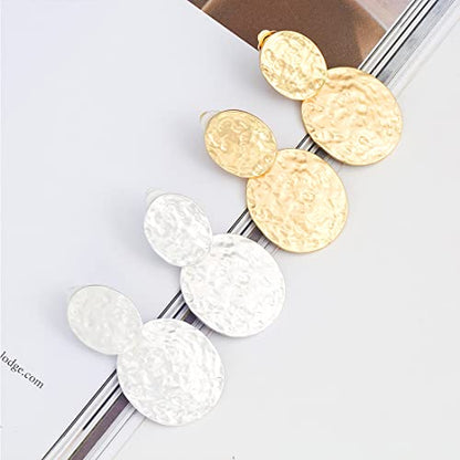 Matte Gold Vintage Clip Drop Earrings for Women Clip on Earrings Statement Earrings Gift for Mom
