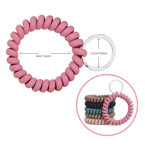Pack of 10 Wrist Coil Spiral Hair Ties Set, Coiled Phone Cord Hair Bands Elastic Wristband, Stretchable Key Ring Bracelet for Gym, Pool, ID Badge, Outdoor Sports1.6 Inch