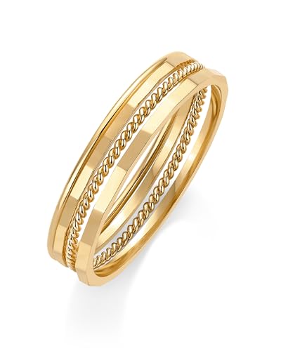 PAVOI 14K Gold Plated Four Pieces Thin Rings Set for Women | 4 Dainty Stacking Rings Pack | Minimalist Stackable Bands - color: Yellow Gold