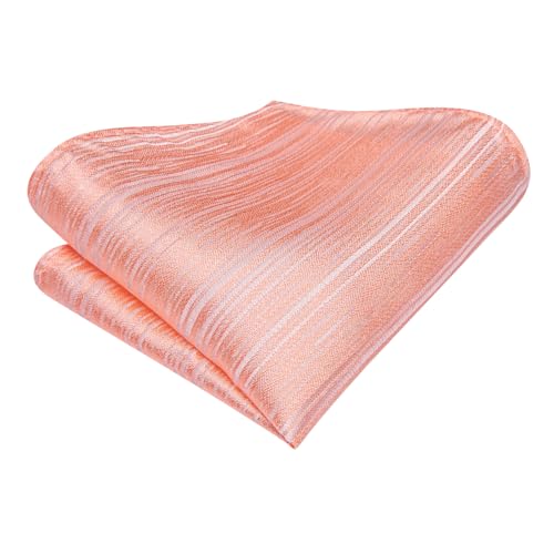Hi-Tie Men's Silk Ties Formal Woven Classic Necktie Pocket Square Cufflinks Lapel Pin Set Wedding Business - color: A Pink