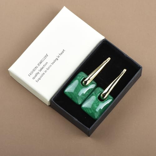 Multicolor Acrylic Dangle Hoop Earrings for Women, 2-Way Detachable Geometric Statement Earrings, Lightweight Fashion Jewelry Gifts - color: Green