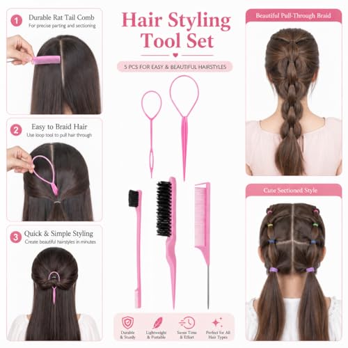 2056 Pcs Hair Accessories for Girls Gift Set, Colorful Elastic Rubber Bands Hair Ties with Mini Hair Clips, Toddler Ponytail Holders and Styling Tools