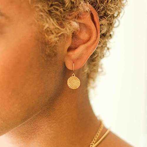 Gold Earrings 14k Gold Plated Hoop Earrings Dainty Pearl hoop Disc Coin Bead Starfish Teardrop Circle Dangle Drop Earrings for Women Hypoallergenic Jewelry Gifts - color: Small Disc-Gold