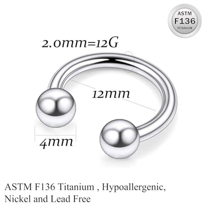 Ruifan 20G 18G 16G 14G 12G Horseshoe Nose Ring Titanium Septum Rings Piercing Jewelry Cartilage Conch Helix Rook Lip Tragus Earring Hoop Eyebrow Retainer For Women Men 6mm 8mm 10mm 12mm 14mm 16mm 19mm - size: Ball: 12G - 12MM