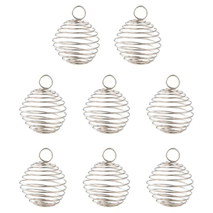 LiQunSweet 10 Pcs Stainless Steel Wire Pendants Spiral Bead Cage Lava Stone Ball Holder Charm for Jewellery Making DIY Accessories - color: Stainless Steel Cage_24~25mm