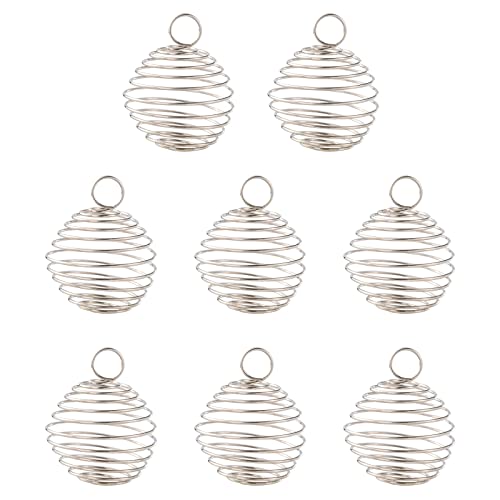 LiQunSweet 10 Pcs Stainless Steel Wire Pendants Spiral Bead Cage Lava Stone Ball Holder Charm for Jewellery Making DIY Accessories - color: Stainless Steel Cage_24~25mm