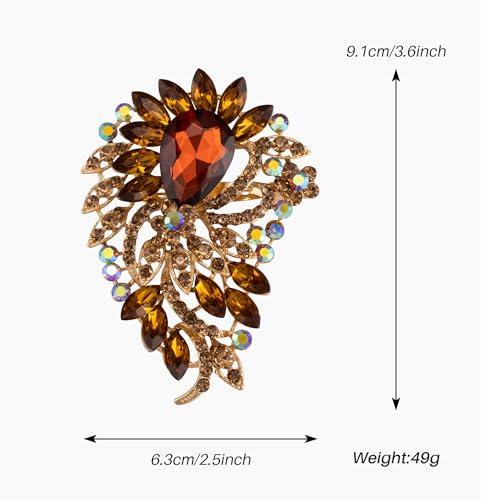 SELOVO Big Large Flower Statement Brooches Pins Scarf Decoration Gold Tone - color: Yellow