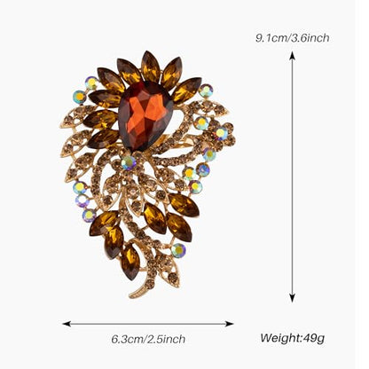 SELOVO Big Large Flower Statement Brooches Pins Scarf Decoration Gold Tone - color: Yellow