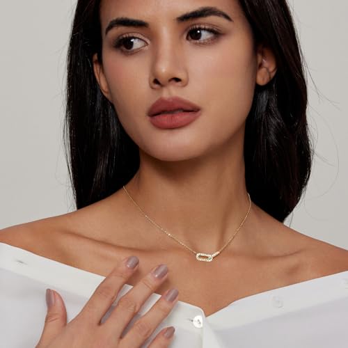 Luxval Diamond Pendant Gold Necklace for Women，Dainty 18k Gold Plated Choker Necklaces Simple Gold Jewelry Gifts for Women - color: Gold-CZ Paperclip