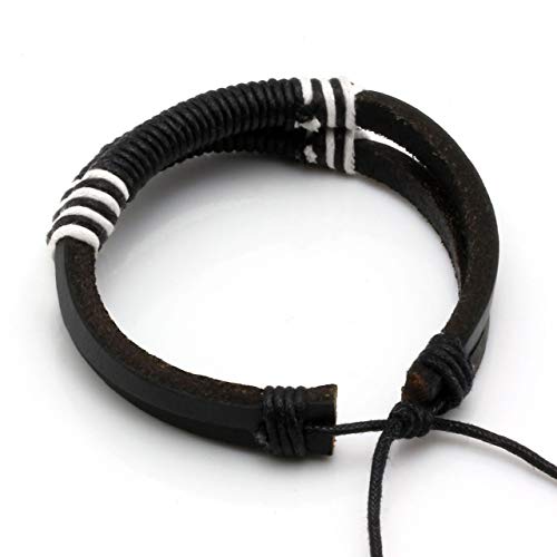 6-12PCS Braided Faux Leather Bracelet Punk Cuff Wrap Bracelets for Men Women Adjustable - color: J:12pcs