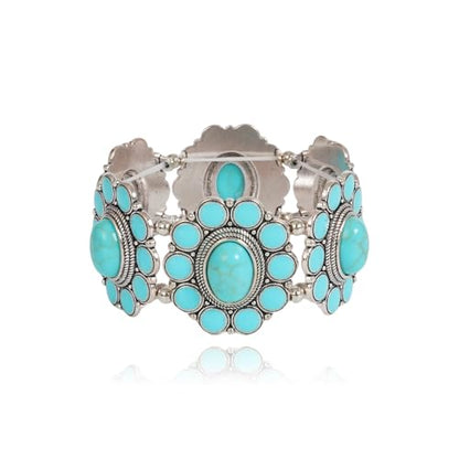 Turquoise Beaded Stretch Bracelets Bohemian Stackable Bracelets Y2K Summer Beach Bracelets Jewelry for Women - color: Silve-D