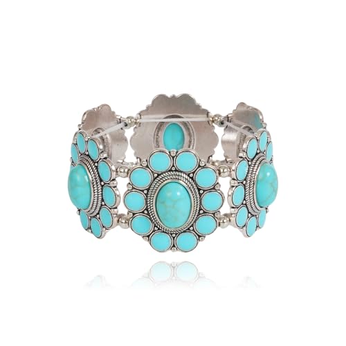 Turquoise Beaded Stretch Bracelets Bohemian Stackable Bracelets Y2K Summer Beach Bracelets Jewelry for Women - color: Silve-D