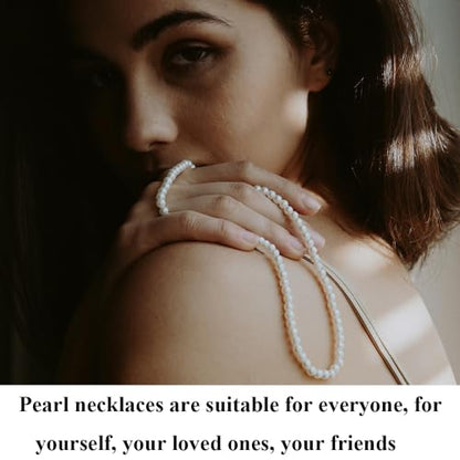 Pearl Choker Necklace for Women, 4/6/8/10mm White Imitation Pearl Necklace, Round Faux Glass Pearl Necklace, Pearl Necklace, Elegant Wedding Parties Pearl Necklace - color: Diameter of Pearl 10mm