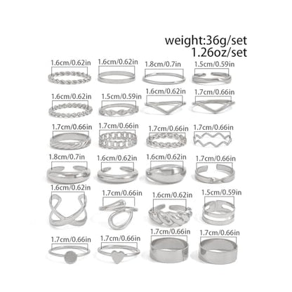 Gold Rings for Women Non Tarnish Stackable Rhinestone Moon Star Rings Dainty Stacking Pearl Butterfly Midi Pinky Thumb Joint Finger Knuckle Ring Set Gold Non Tarnish Jewelry Gifts Trendy Stuff - color: F Silver Stackable Rings 24Pcs