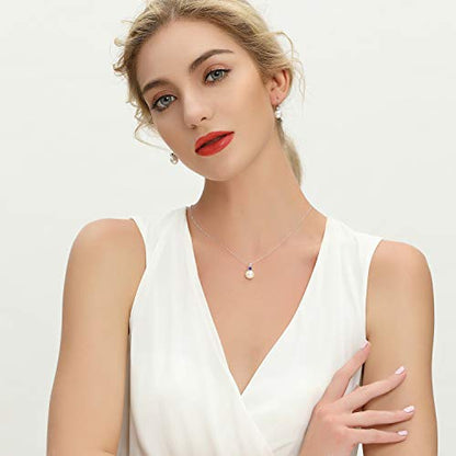 925 Sterling Silver Freshwater Cultured Pearl Pendant Necklace JO WISDOM Jewelry for Women,Girls - color: 10mm,February,amethyst Color