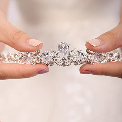JWICOS Silver Crystal Queen Tiara and Crown for Women and Brides Fairytale Rhinestones Wedding Tiara Crown Hair Accessories for Brides - color: Silver