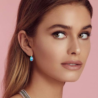 Austrian Crystal Teardrop Leverback Drop Earrings for Women | 14K Gold-Plated Finish, Sparkling Pear Stone, Smooth Bezel Frame, Secure Leverback Closure, Dainty Day-To-Evening Style - color: Rainbow