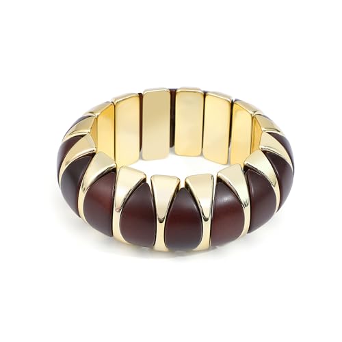GOOJIDS Simple Beaded Gold Plated Bangles Bracelet Chunky Bamboo Tube Curved Stacking Clear Acrylic Colorful Beads Stretchable Gold Plated Bracelets Set For Women - color: C-Gold Sunflower Bracelet