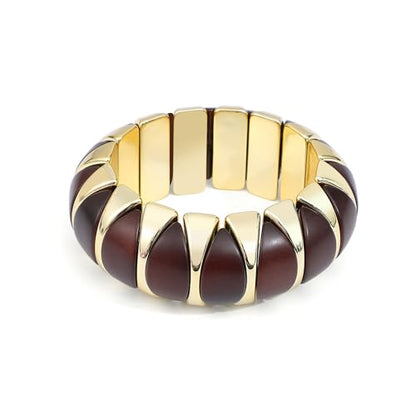 GOOJIDS Simple Beaded Gold Plated Bangles Bracelet Chunky Bamboo Tube Curved Stacking Clear Acrylic Colorful Beads Stretchable Gold Plated Bracelets Set For Women - color: C-Gold Sunflower Bracelet