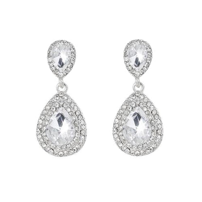 Elegant Rhinestone Statement Earrings Sparkly Cluster Crystal Drop Dangle Earrings Teardrop Chandelier Earrings Wedding Bridal Prom Earrings for Women - color: B:silver