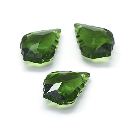 Cheriswelry 50pcs Leaf Faceted Glass Pendants Crystal Drop Chandelier Dangle Charms Smooth Mini Hanging Ornament Charms 22x15.5mm for DIY Craft Earring Bracelet Necklace Jewelry Making - color: Mixed Color*6