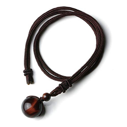 Jovivi Healing Crystals Necklace Natural Tiger Eye Amethyst Lucky Blessing Protection Chakra Beads Stone Pendant for Women Men Adjustable - color: Red Tiger Eye