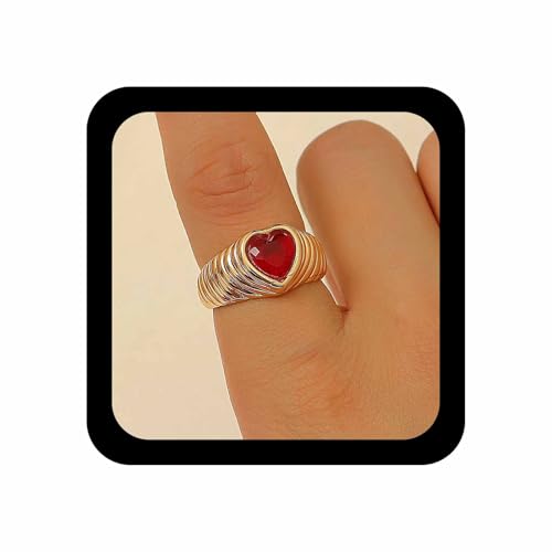 Vintage Cute Double Heart Rings White Opal Heart Half Open Ring Small Hearts Open Adjustable Ring Wedding Crystal Moonstone Love Wrap Finger Knuckle Rings Jewelry for Women - color: Gold