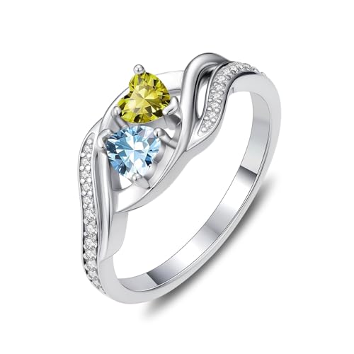 Peridot and Aquamarine Rings August and March Birthstone Branch Statement Promise Band Rings Anniversary Jewelry Bridal Wedding Engagement Eternity Valentine's Mothers Day Birthday Gifts for Women Her Girlfriend