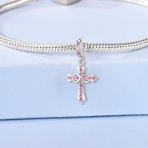 HappyStar 925 Sterling Silver Charms Infinity Design Birthstone Charms for Bracelets with 5A Cubic Zirconia Cross Necklace for Women Dangle Pendant Compatible Pandora Bracelets Happy Birthday Gifts - color: 91-October Birthstone Charms