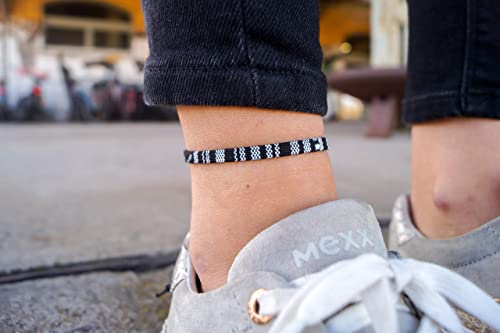 Made by Nami Surfer Anklet for Men and Women Waterproof and Adjustable Surfer Ankle Bracelet String Ankle Bracelet Beach Accessory for Ethnic Hippie Style - color: Black