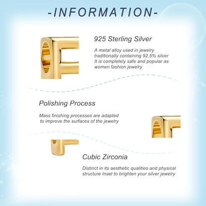 Gold Letter Charms A-Z for Bracelets 925 Sterling Silver Alphabet Initial Charms Beads Jewelry Gifts for Women - color: F