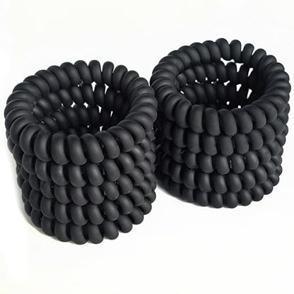 20 Pieces Traceless Spiral Hair Ties No Damage Elastics Coil Hair Ties No Crease Phone Plastic Hair Bands Spiral Bracelets Ponytail Holders for Women and Girls - Matte Black - color: Matte Black