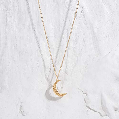 MTMY Gold Moon Pendant Necklace for Women,14K Gold Plated Dainty Chain Crescent Moon Sun Star Necklace Jewelry - style: moon