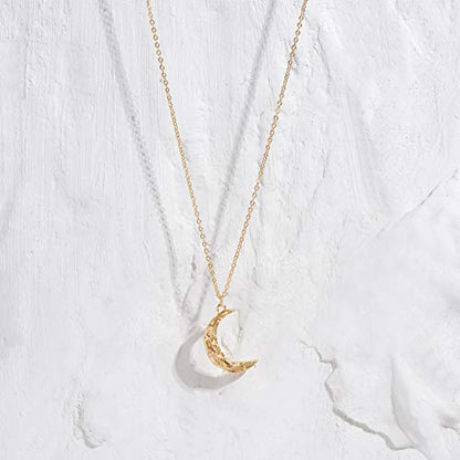 MTMY Gold Moon Pendant Necklace for Women,14K Gold Plated Dainty Chain Crescent Moon Sun Star Necklace Jewelry - style: moon