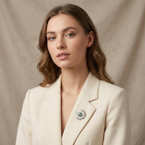 Alexander Castle 925 Sterling Silver Scottish Thistle Brooch Pin with Emerald CZ Stone & Jewelry Gift Box - Scottish Gift for Women