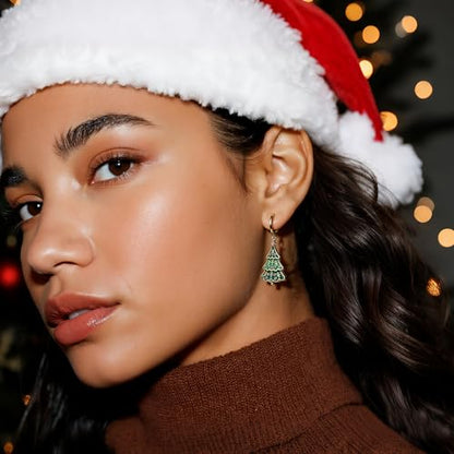 Jean Beau Drop Hoop Earrings for Women, Fasion Jewelry Gift - color: Green Tree